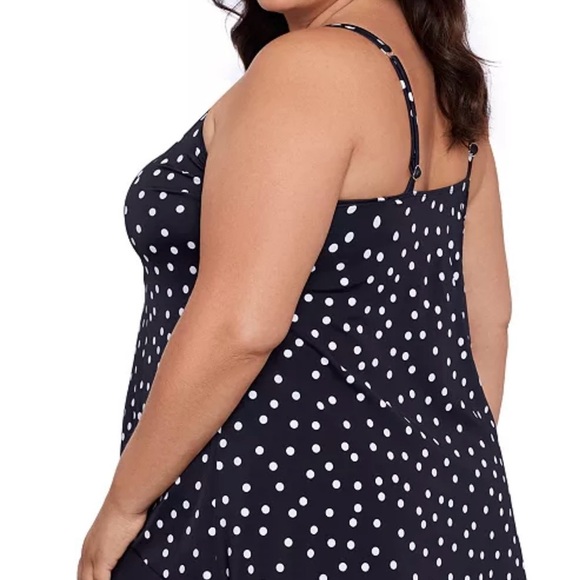 NWT Swim Solutions Plus Size Polka-Dot High-Low Tankini Top size 24W - Picture 2 of 5
